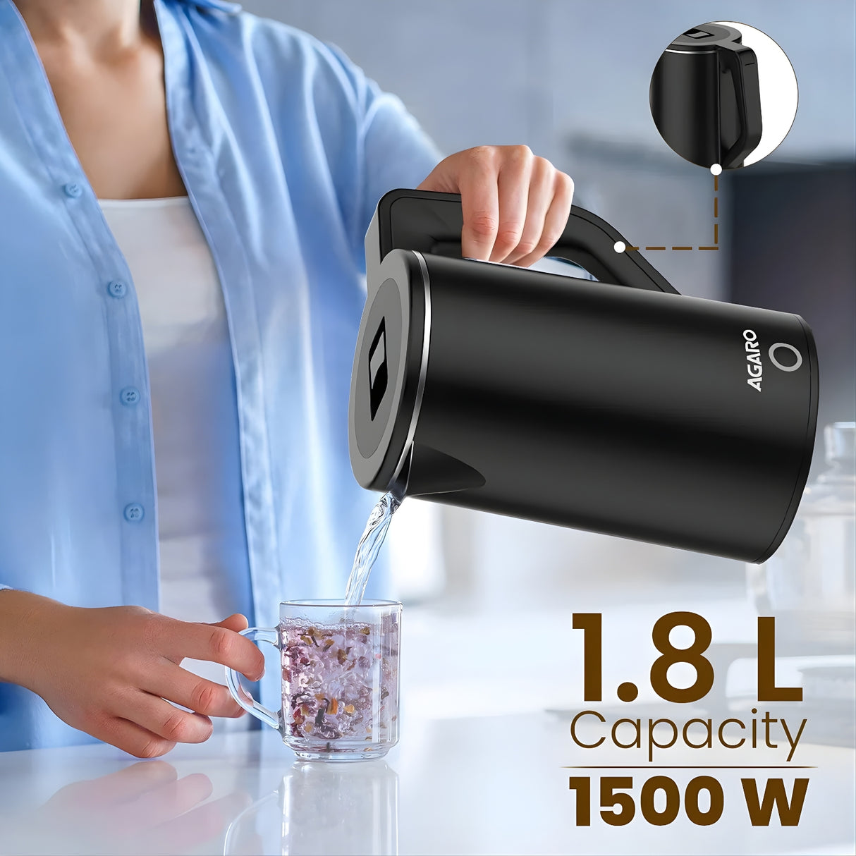 AGARO 33897 Elegant Double-Layered Stainless Steel Inner Body Electric Kettle 1.8 L – Black_2