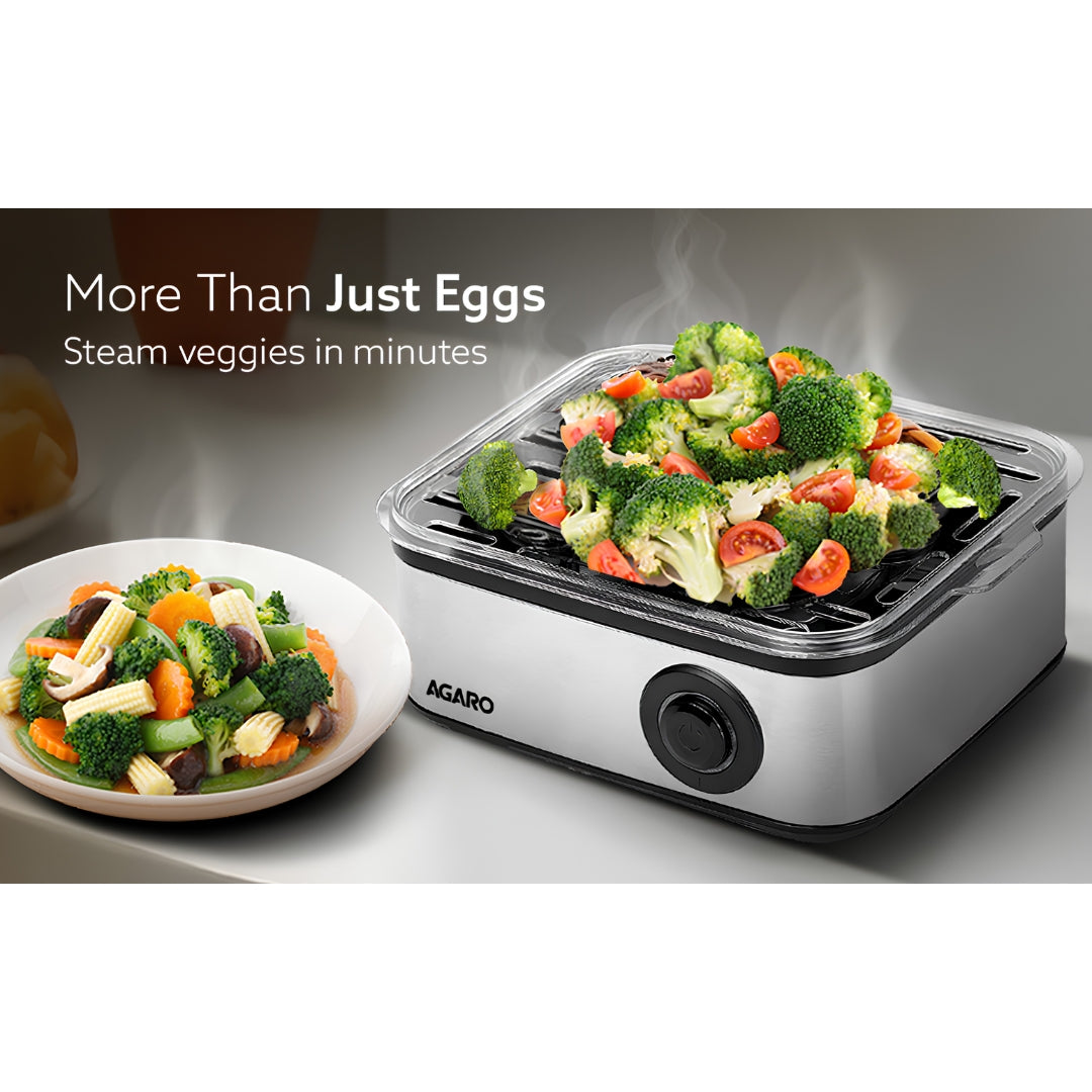 Agaro Grand Egg Poacher with 3 Modes 8 Eggs - Black and Silver_Feature7