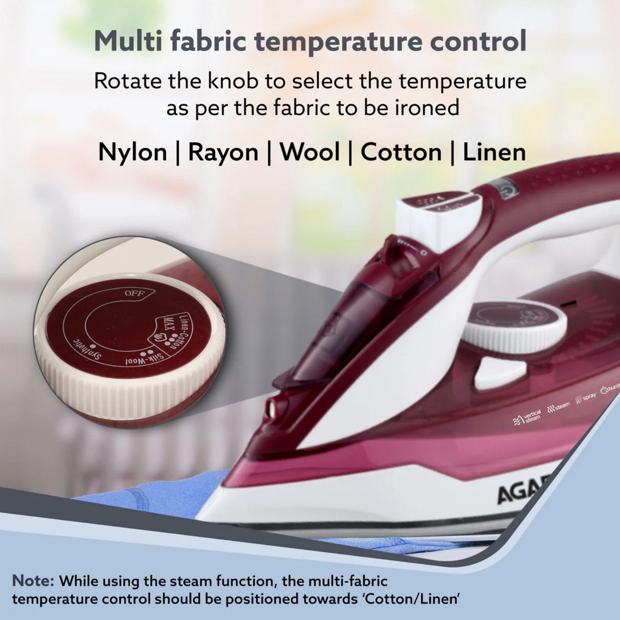 Agaro Imperial Steam Iron 2200 Watts - Maroon_4