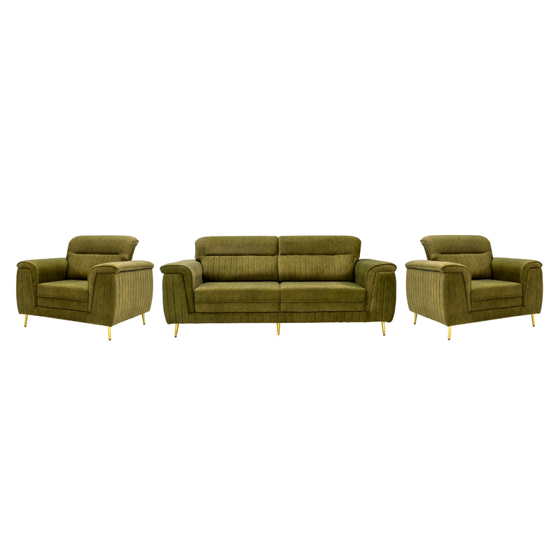 Amster Pro Comfort Fabric Sofa Set (3+1+1 Seater) - Green