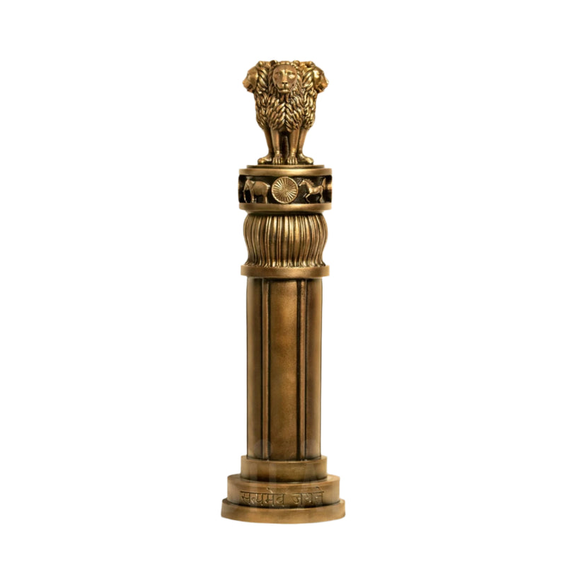 Ashoka Pillar Lion Capital 2 Feet Sculpture - Antique Bronze