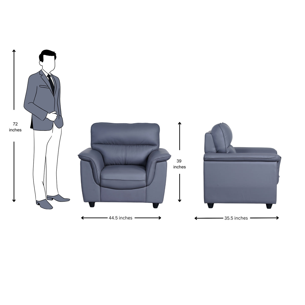 Astana Comfort Rexine Sofa (3+1+1-Seater) - Light Grey