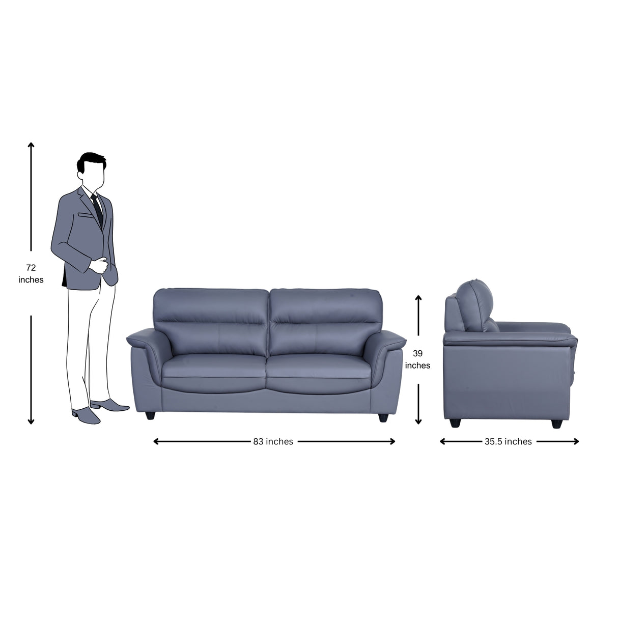 Astana Comfort Rexine Sofa 3-Seater - Light Grey