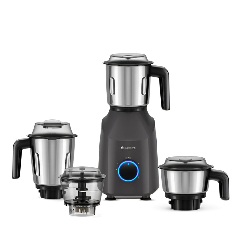 Atomberg Yulia Mixer Grinder (Pebble Grey) – 485W BLDC Motor, 3 Stainless Steel Jars, Smart Display & Energy Efficient