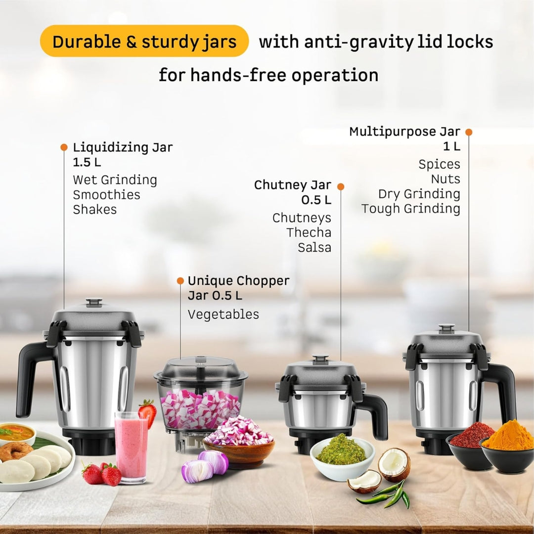 Atomberg Mixer Grinder with Unique Coarse Mode & 4 Jars including Chopper (Zenov5