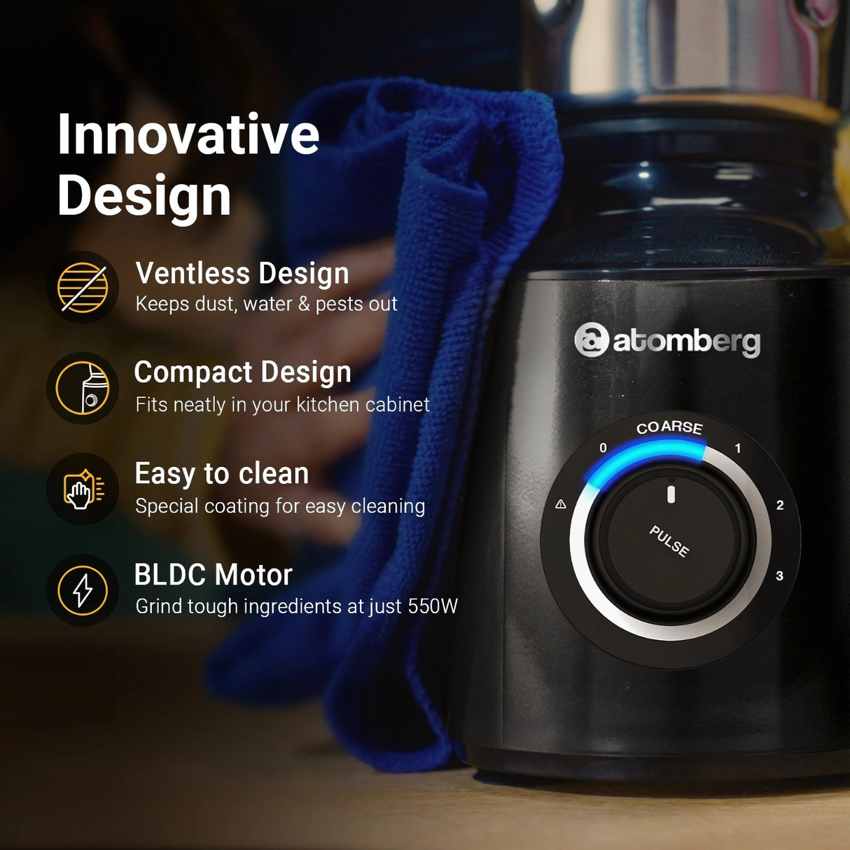 Atomberg Zenova 550 W BLDC Mixer Grinder – Black_8