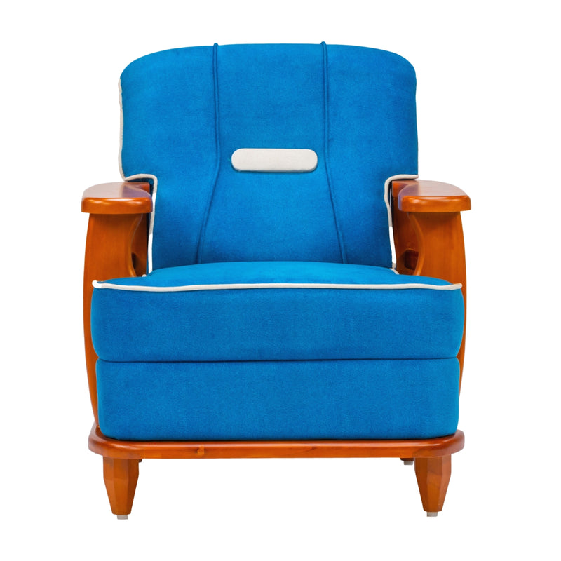 Austin Pro Crest Wooden Sofa 1-Seater - Teak Finish