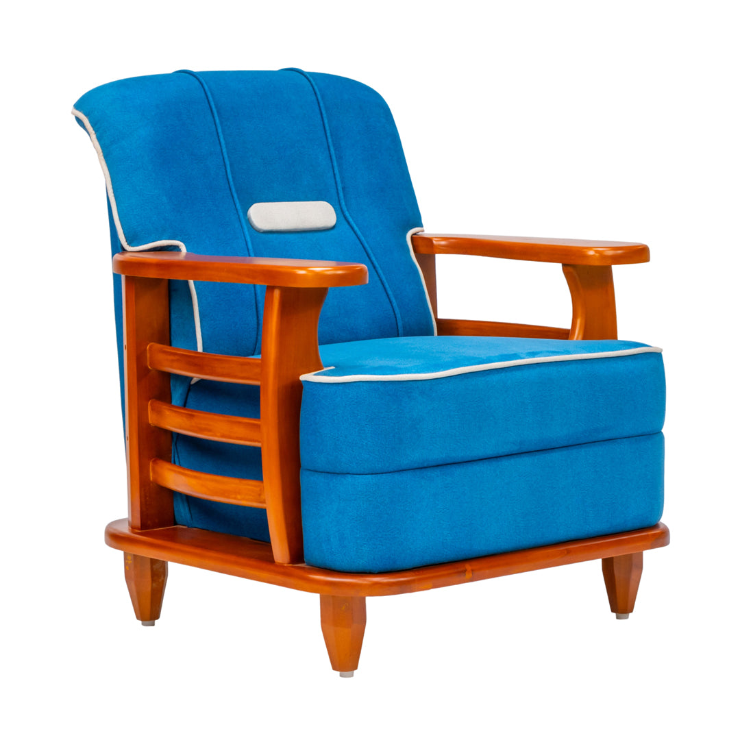 Austin Crest Wooden Sofa 1-Seater - Teak Finish_1