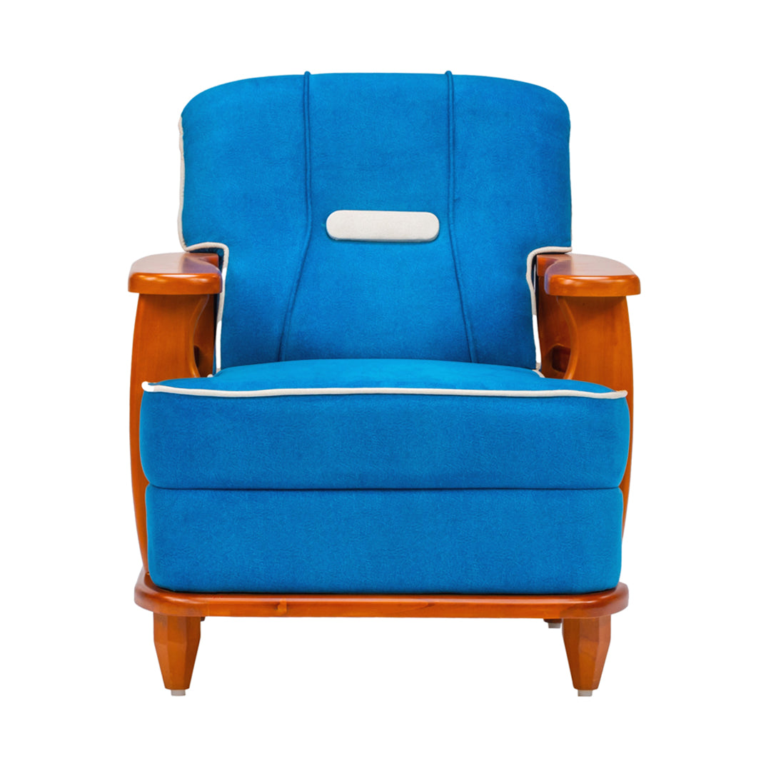 Austin Crest Wooden Sofa 1-Seater - Teak Finish_2