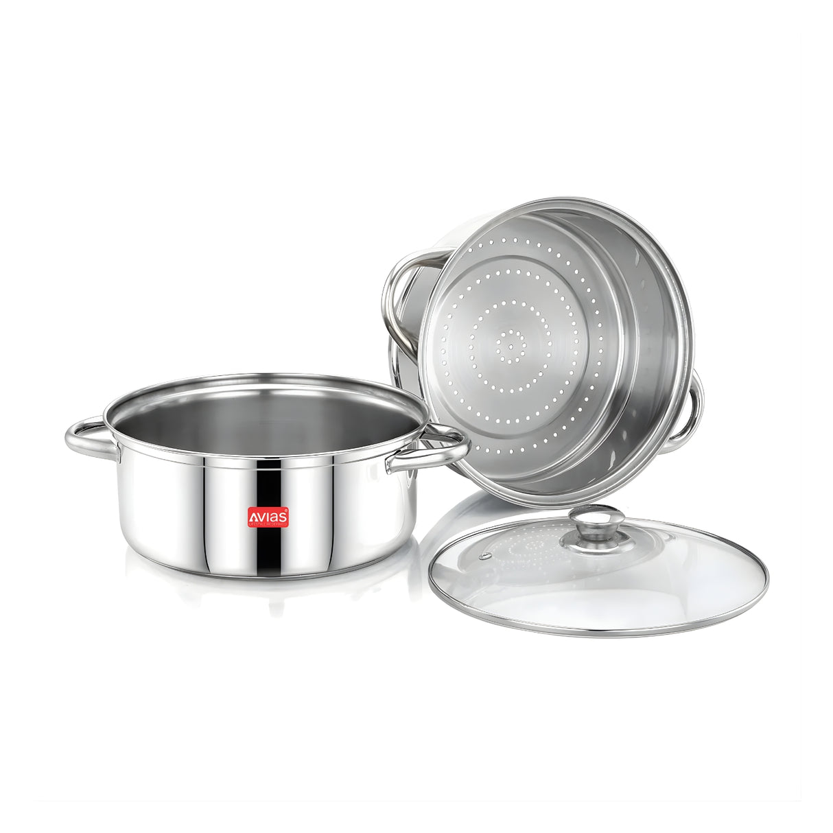 Avias Spectra SS Pot 2 Tier Steamer with Glass Lid - 22 cm_2
