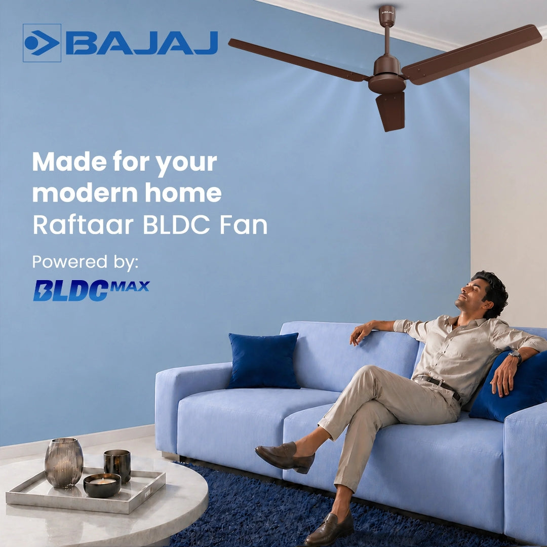 Bajaj Raftaar BLDC Ceiling Fan 1200 mm - Coal Mine Brown_Feature_1