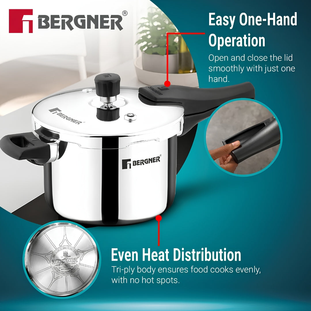 Bergner Argent Classic Triply Pressure Cooker 6.5 L_6