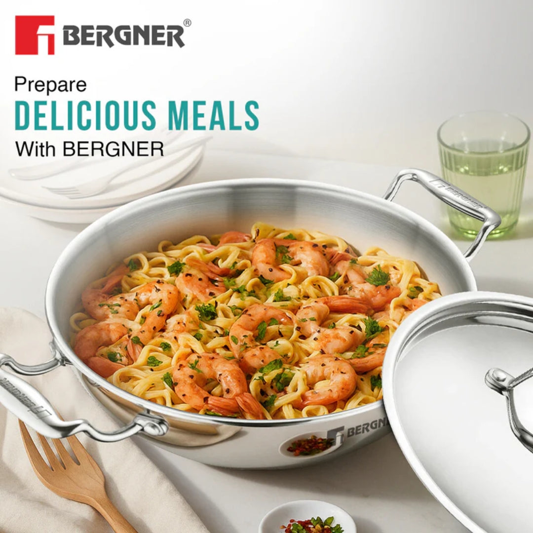 Bergner Argent Triply Stainless Steel Kadai with Lid 28 cm _ 4.3 L_7