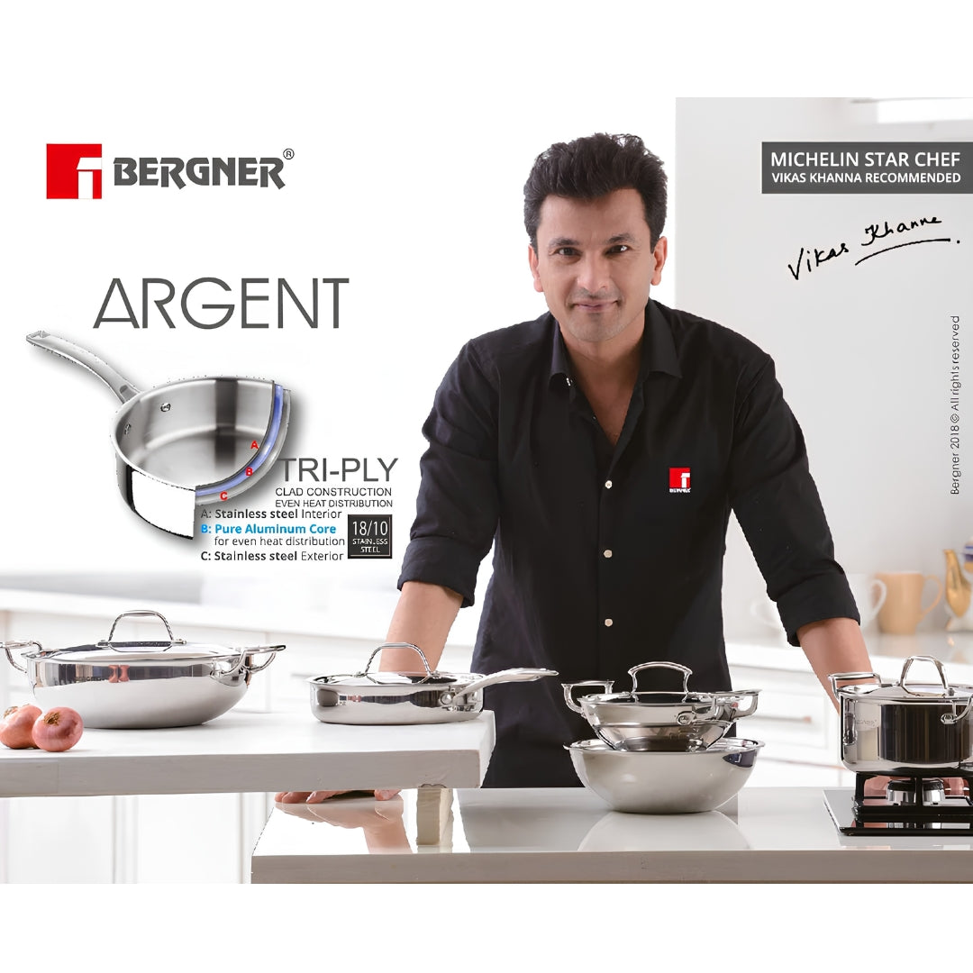 Bergner Argent Triply Stainless Steel Tadka Pan - 12 cm _ 500 ml_Features1