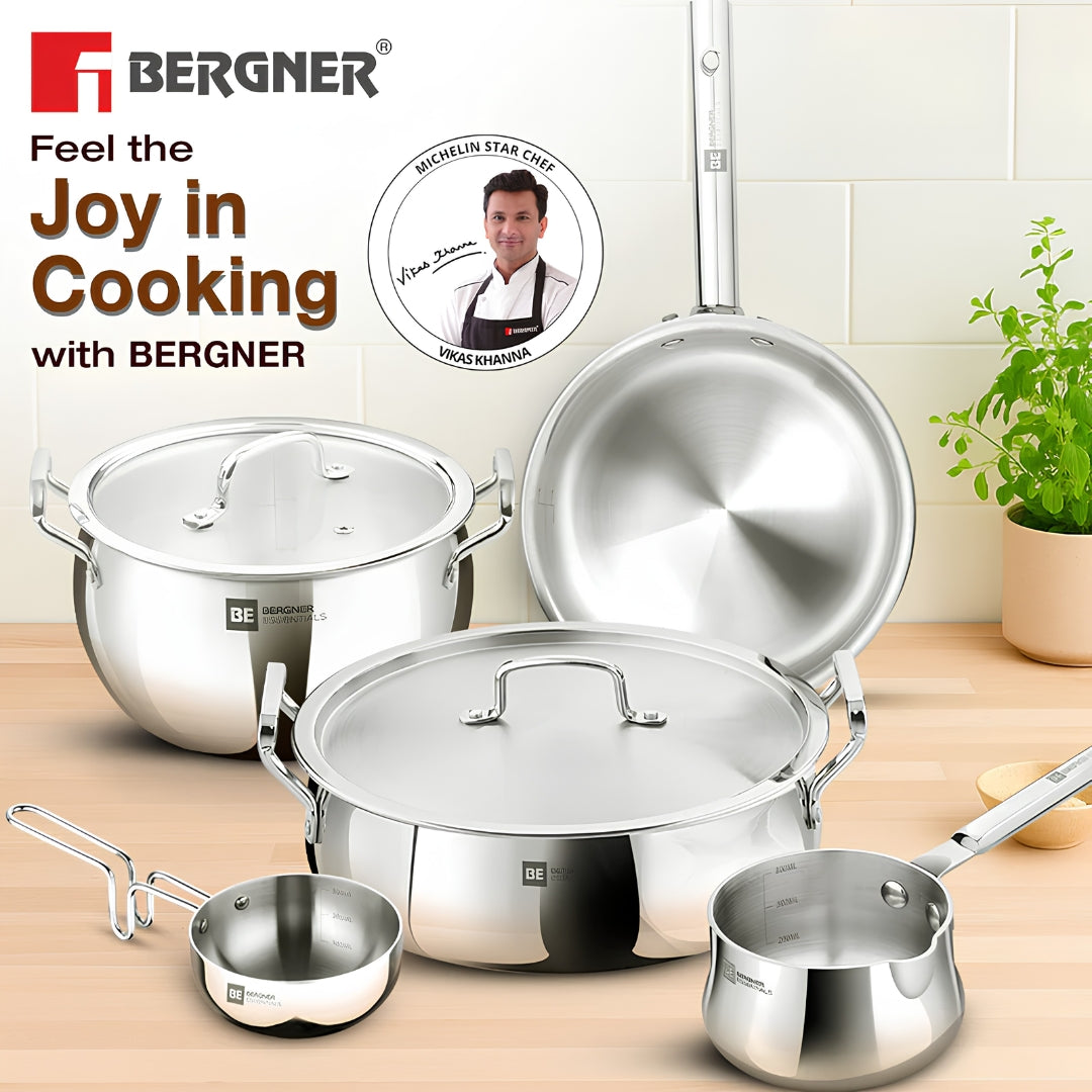 Bergner Essentials TriPro Triply Stainless Steel Cookware Set 7 Pcs - Silver_2