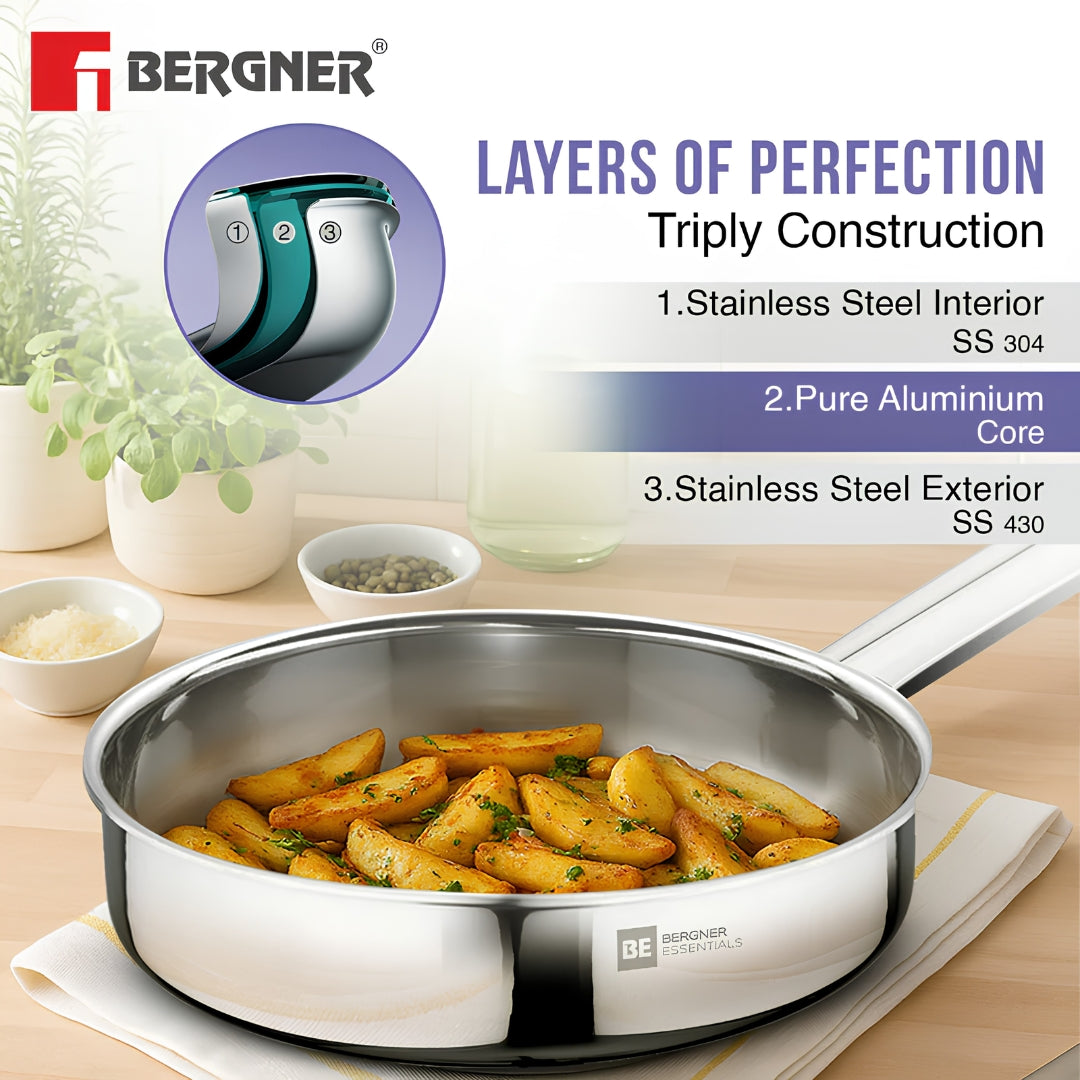 Bergner Essentials TriPro Triply Stainless Steel Cookware Set 7 Pcs - Silver_3