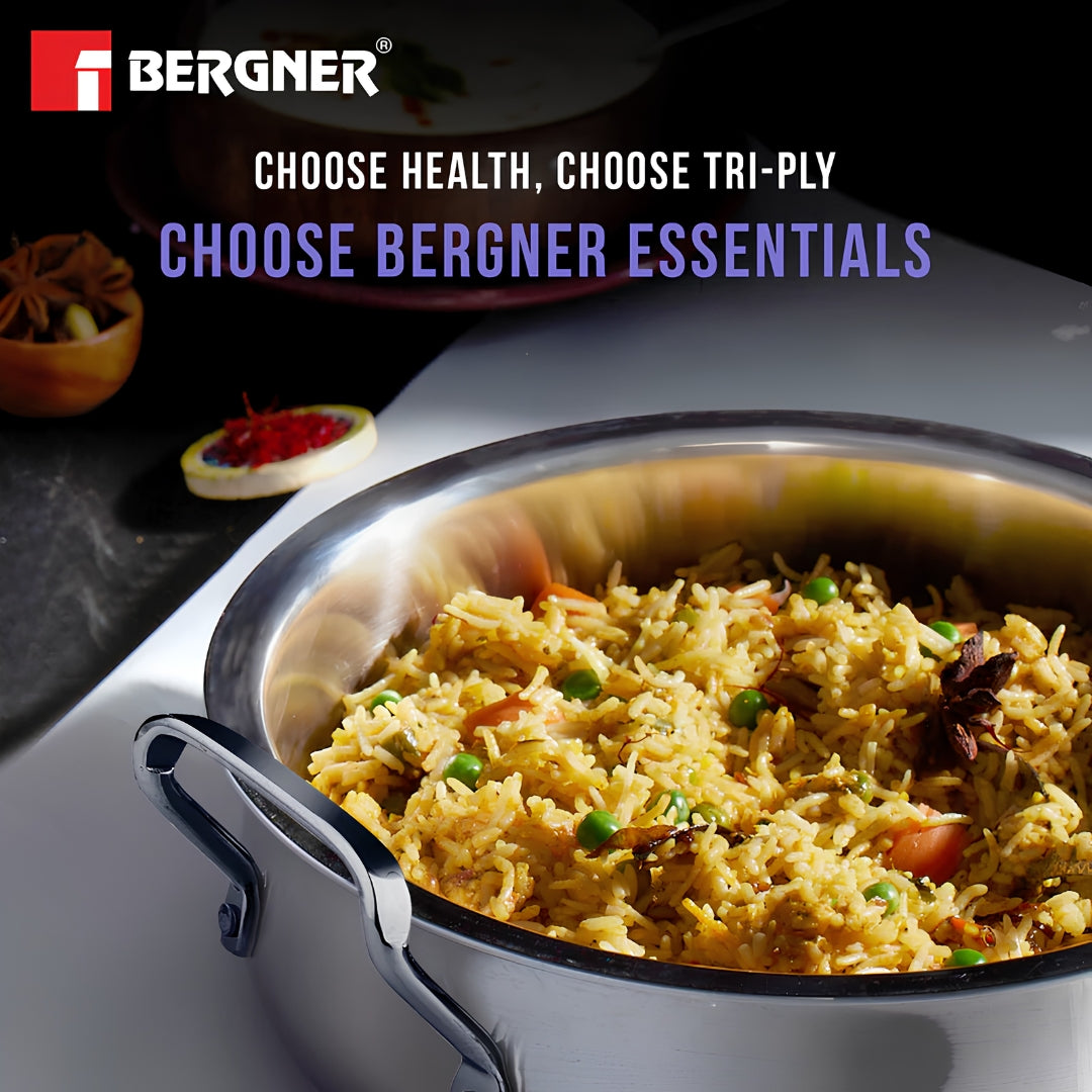 Bergner Essentials TriPro Triply Stainless Steel Cookware Set 7 Pcs - Silver_4