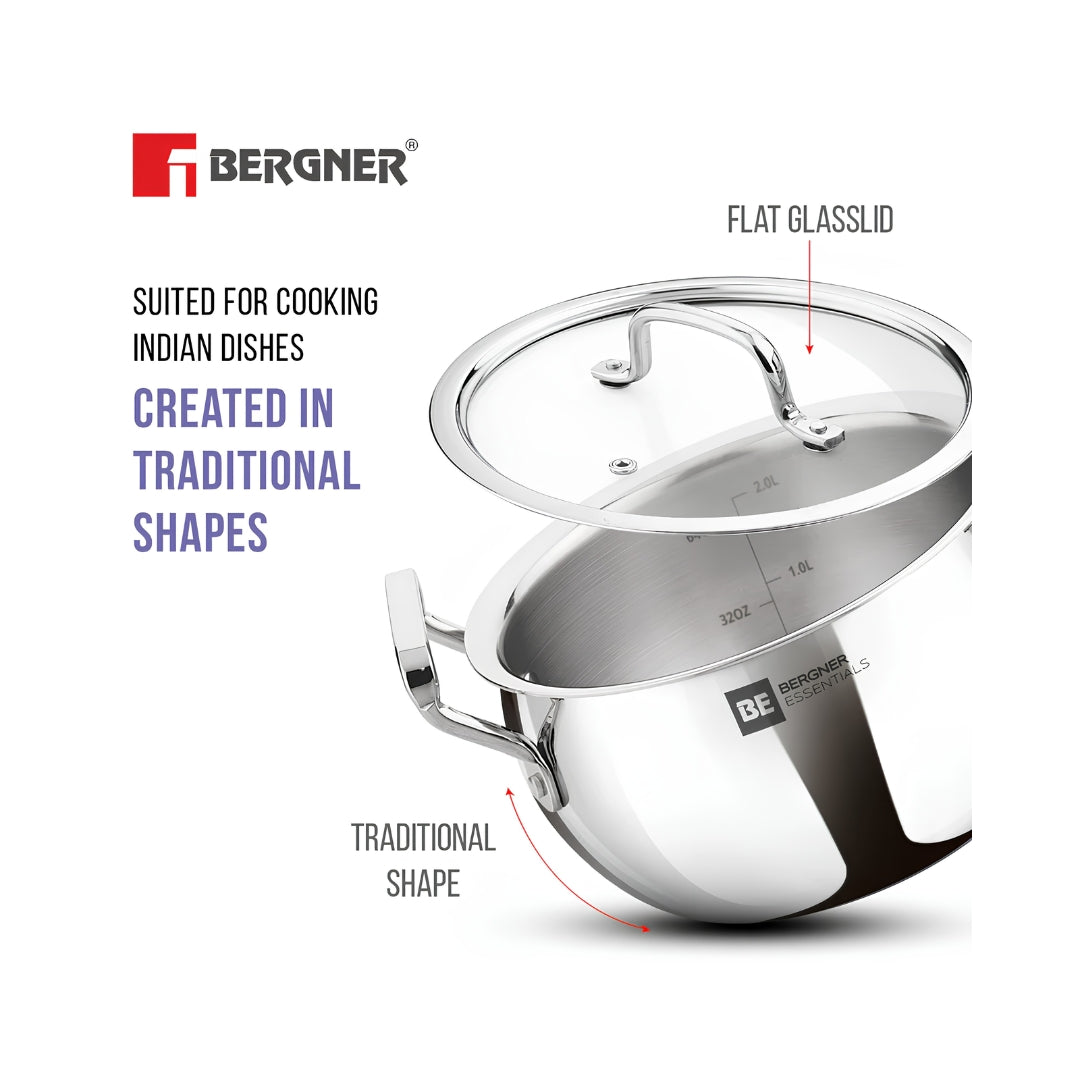 Bergner Essentials TriPro Triply Stainless Steel Cookware Set 7 Pcs - Silver_6