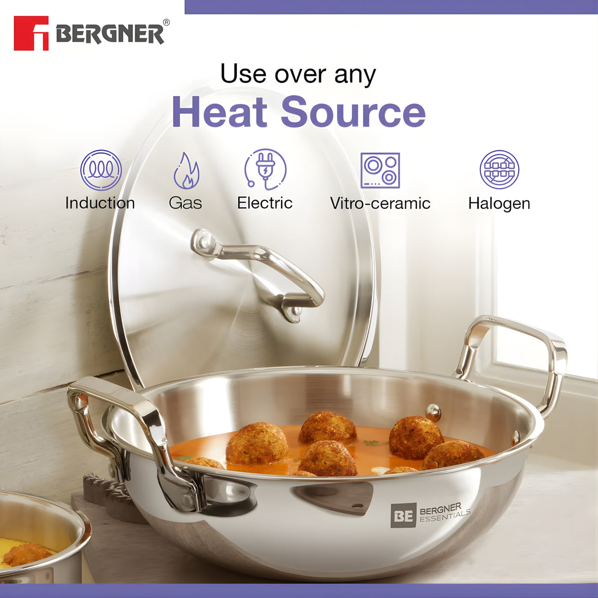 Bergner Essentials Triply SS Cookware Set 4 Pcs - Silver_3