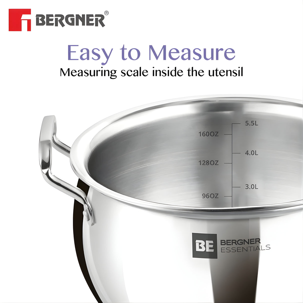 Bergner Essentials Triply SS Rice Handi with Glass Lid 24 cm \ 5.5 L_5