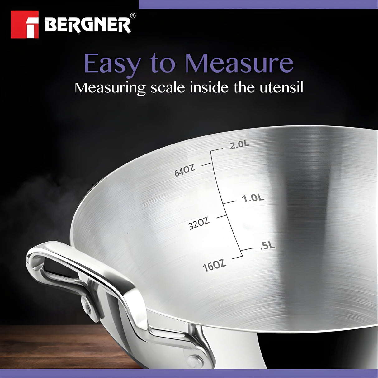 Bergner Essentials Triply Stainless Steel Extra Deep Kadai 22 cm \ 2 L_4