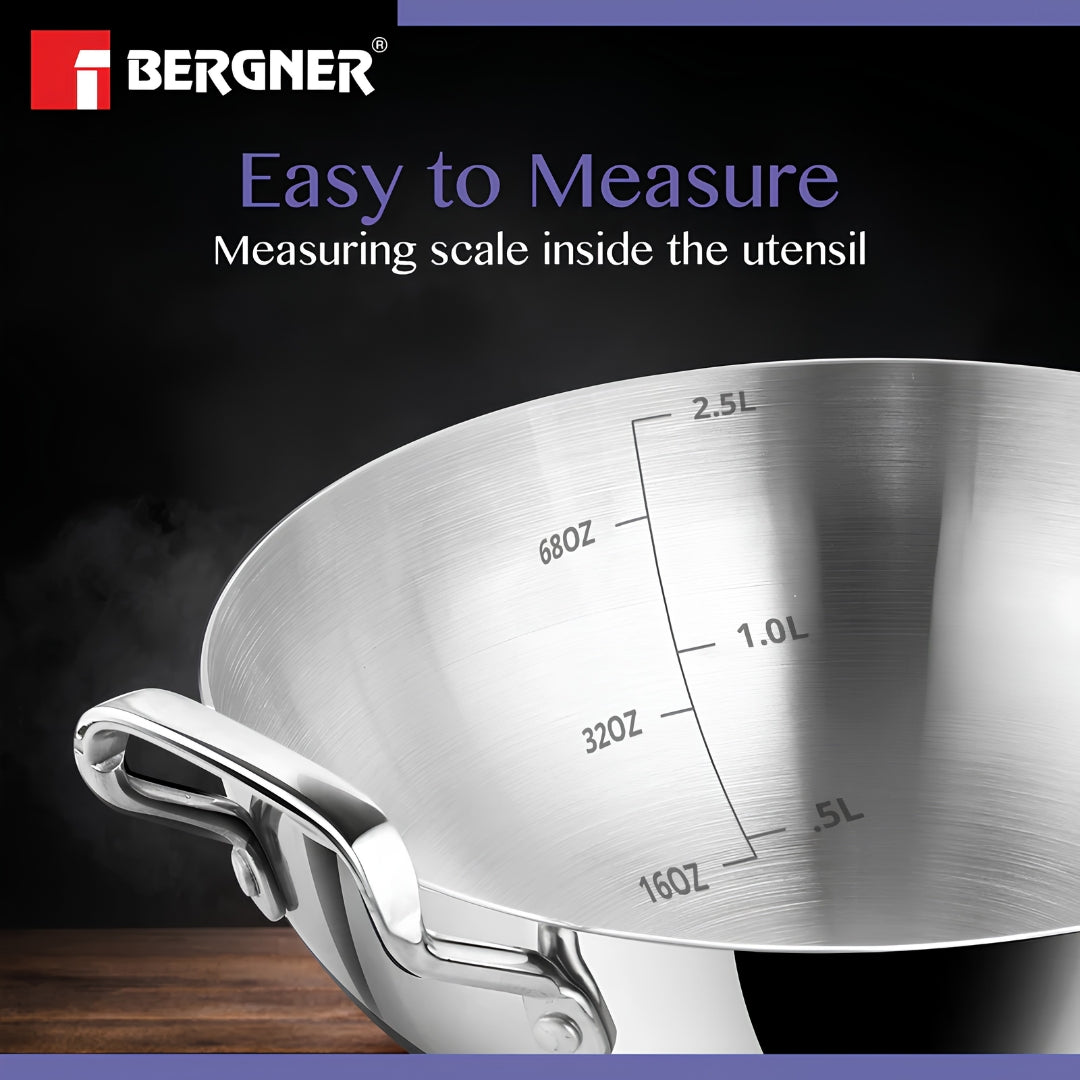 Bergner Essentials Triply Stainless Steel Extra Deep Kadai 24 cm _ 2.5 L _4