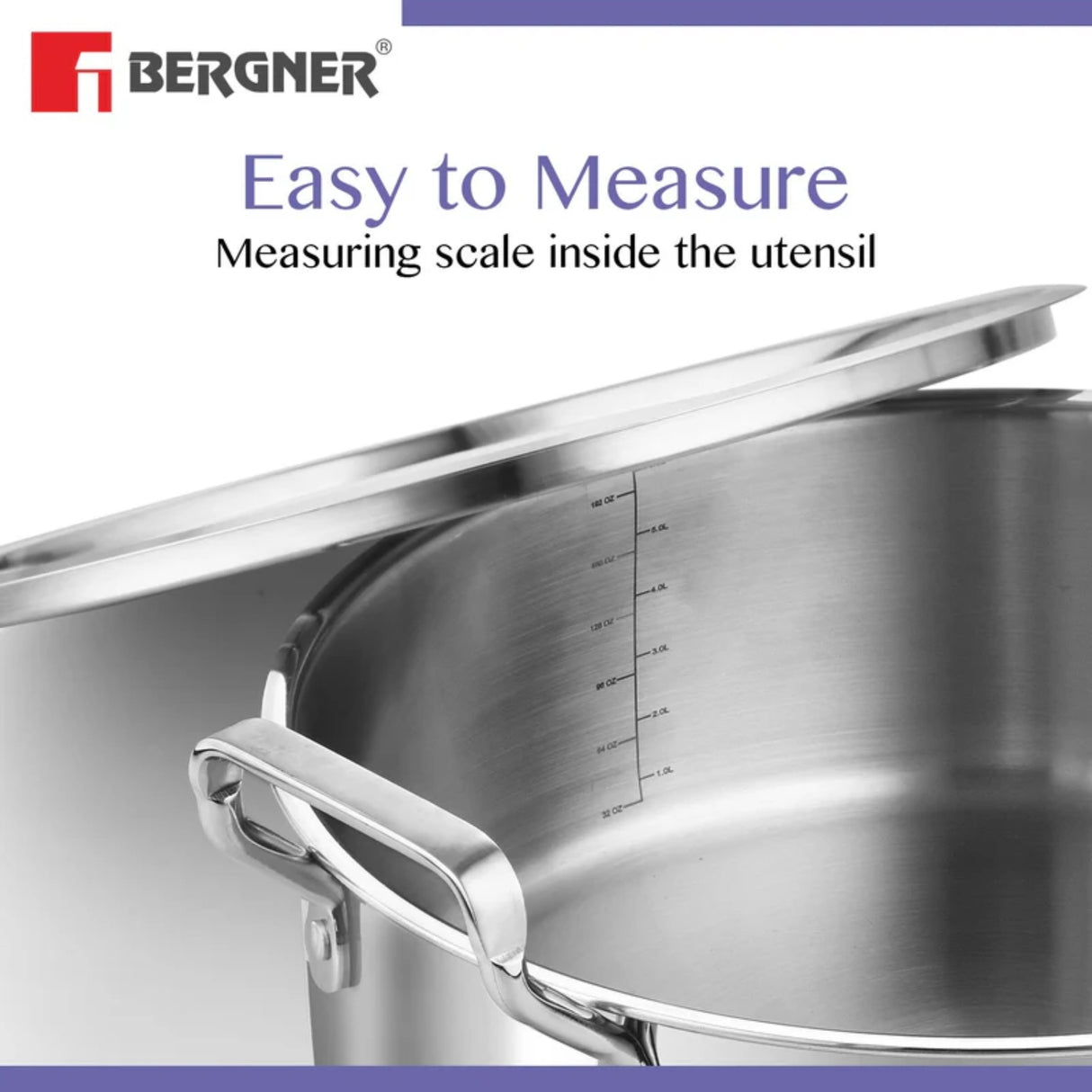 Bergner Essentials Triply Stainless Steel Shallow Biryani Pan with Lid 32 cm \ 8.6 L_6