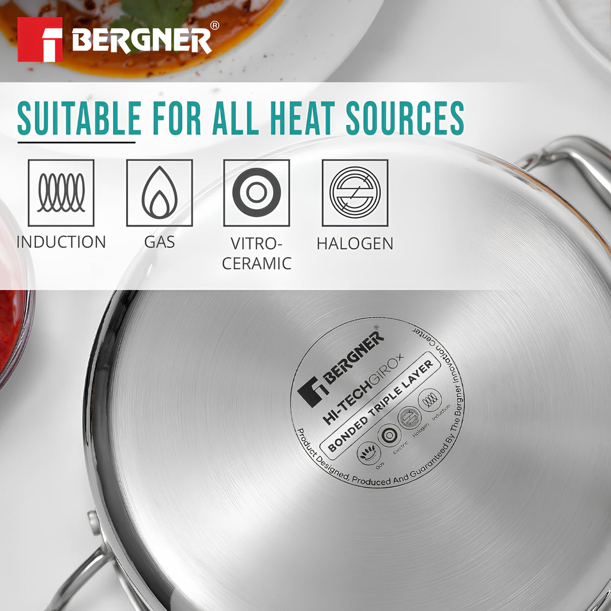 Bergner Hi-Tech Giro X Ceramic Coating Casserole with Glass Lid 20 cm \ 3 L_8