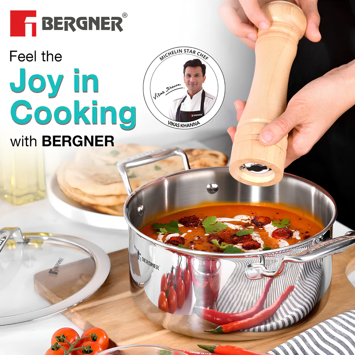 Bergner Hi-Tech Giro X Ceramic Coating Casserole with Glass Lid 24 cm \ 5.4 L_2
