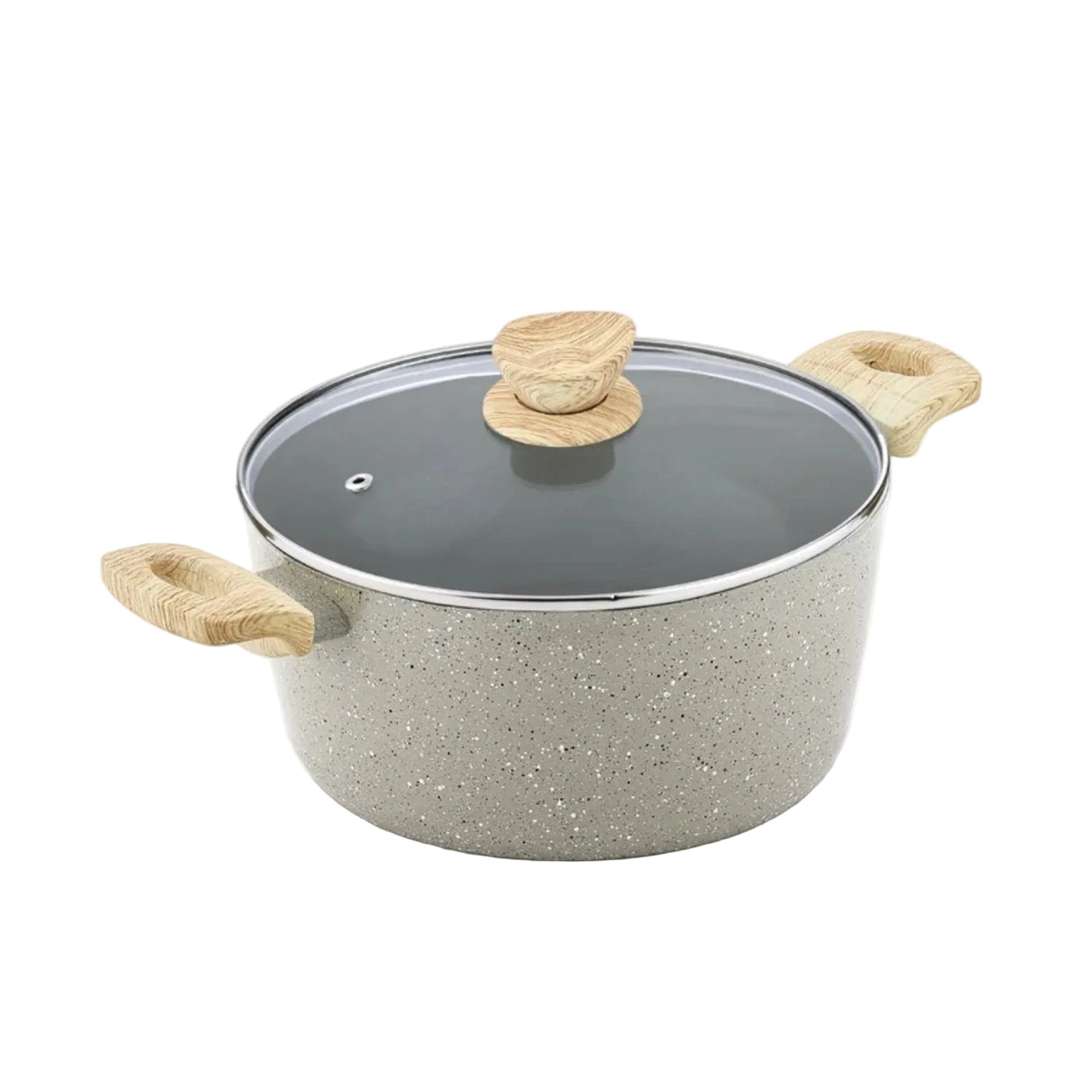Bergner Naturally Ceramic Cooking Pot Casserole with Glass Lid 24 cm \ 4.5 L - Grey_1