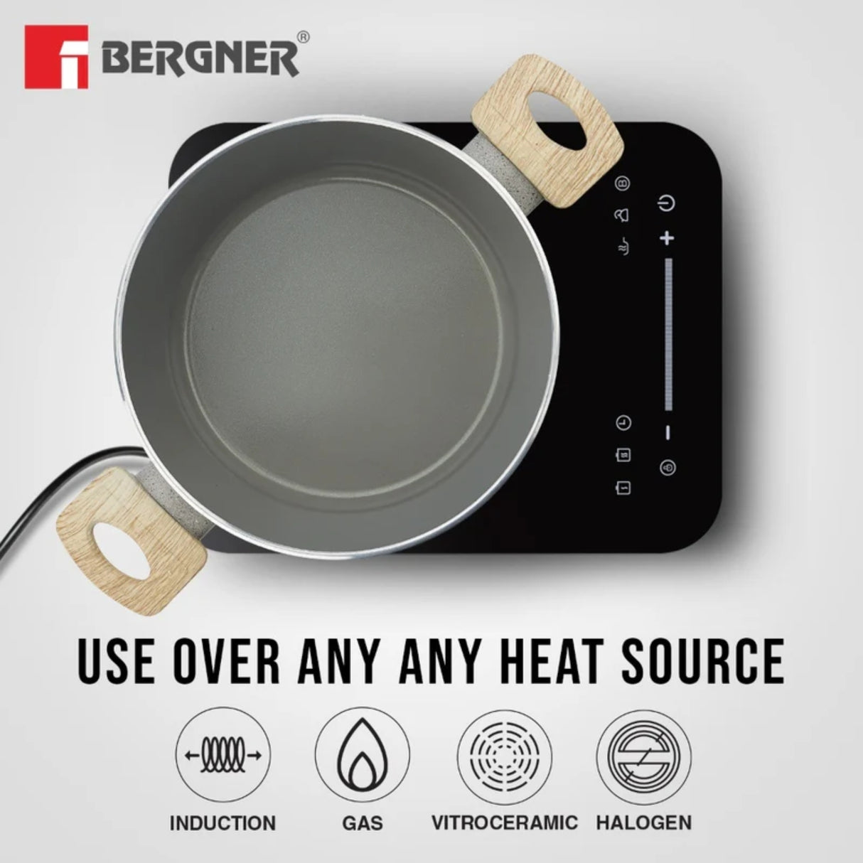 Bergner Naturally Ceramic Cooking Pot Casserole with Glass Lid 24 cm \ 4.5 L - Grey_4