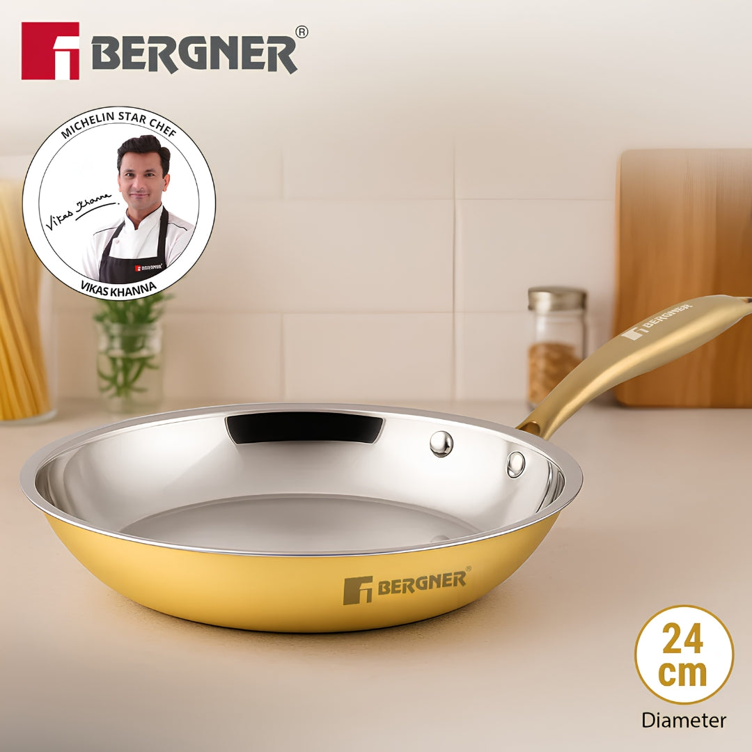 Bergner Peetlam Kalai Brass Coated Fry Pan 24 cm _ 1 L - Golden Yellow_2