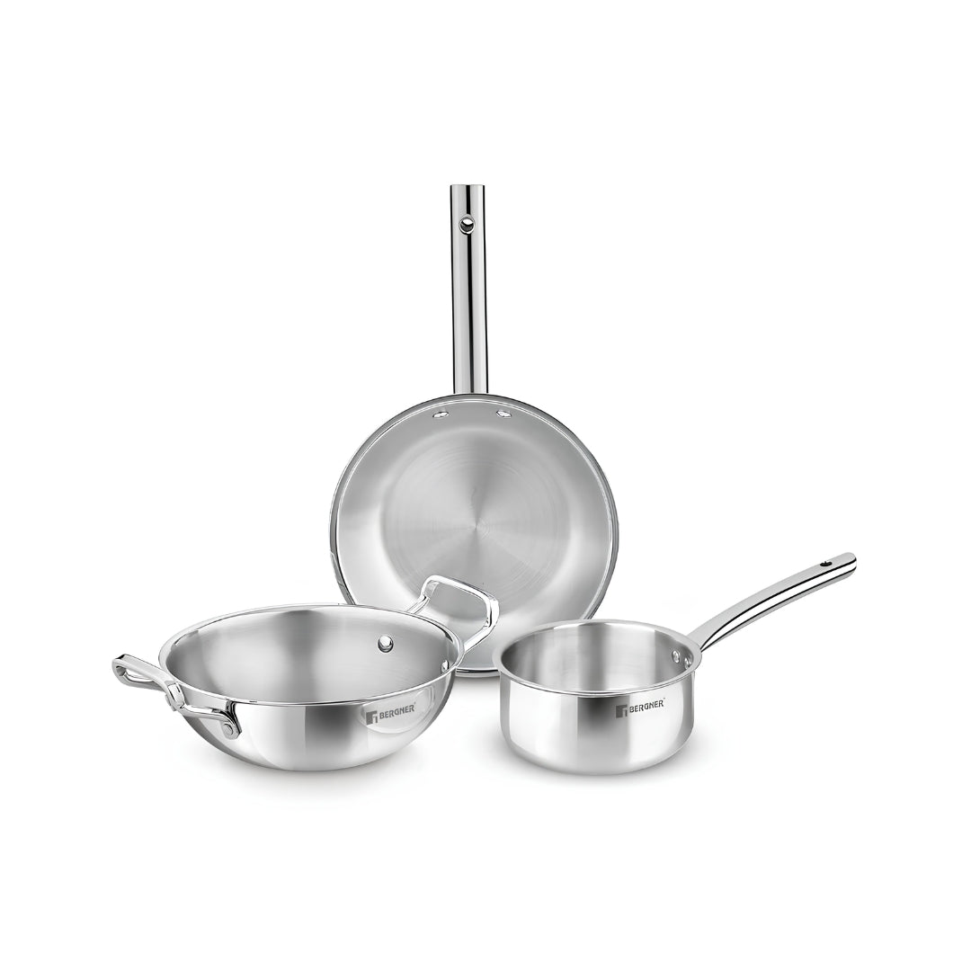Bergner TriPro Triply Stainless Steel Cookware Set 3 Pcs - Silver_1