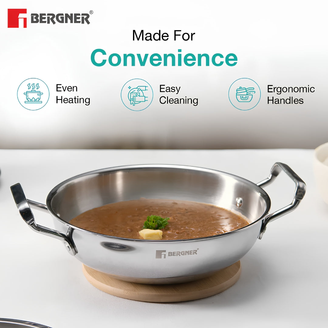 Bergner TriPro Triply Stainless Steel Cookware Set 3 Pcs - Silver_5
