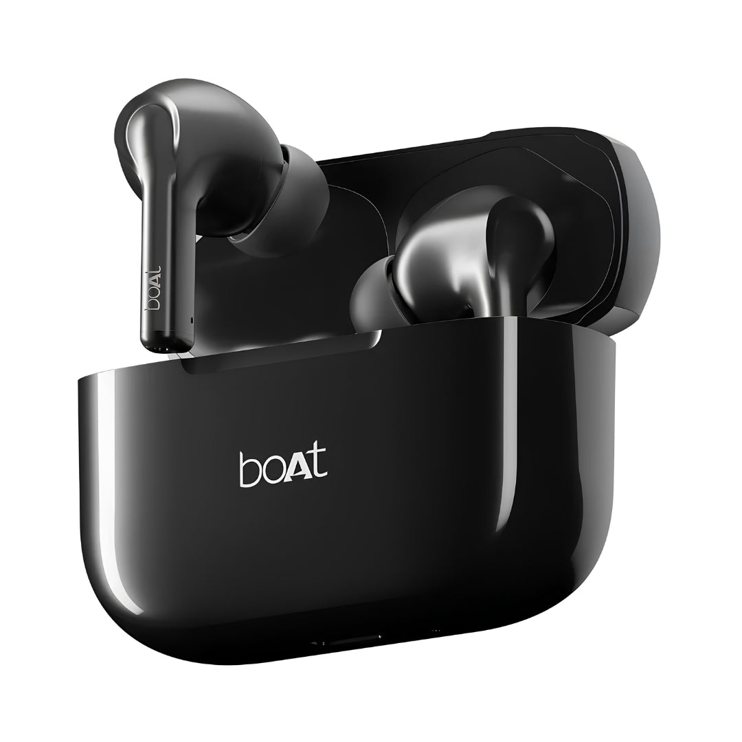 Boat Airdopes 161 True Wireless Earbuds - Pebble Black_FrontView