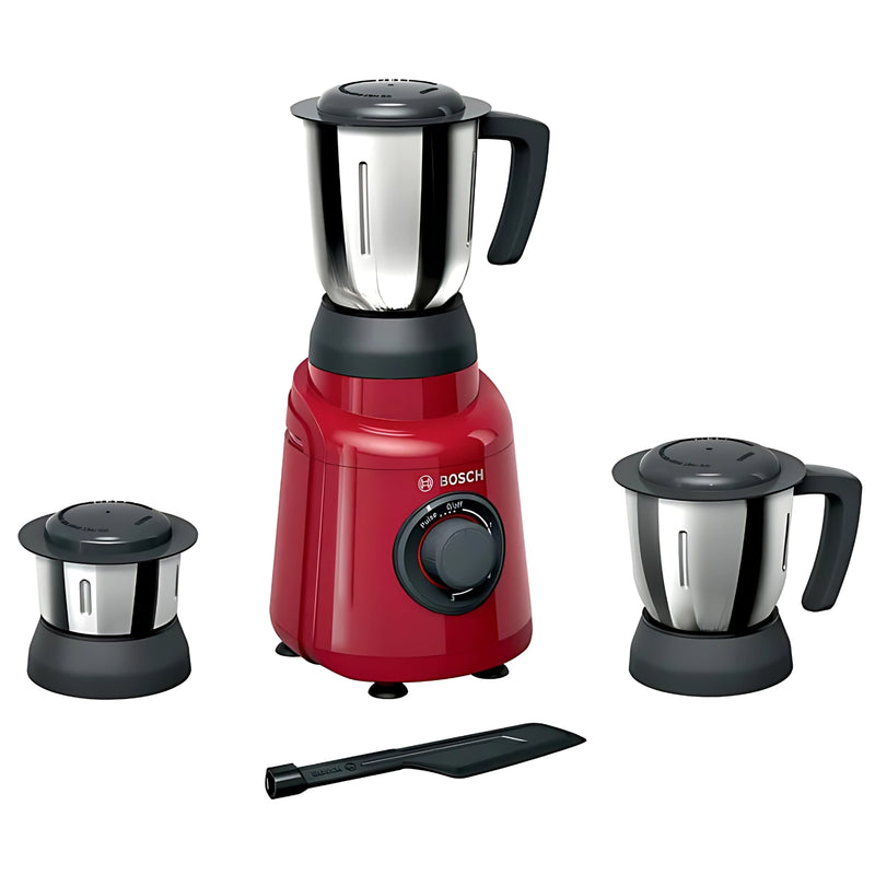 Bosch MGM2133RIN TrueMixx Joy 500 W 3 Speeds with 3 Stainless Steel Jars Mixer Grinder – Red