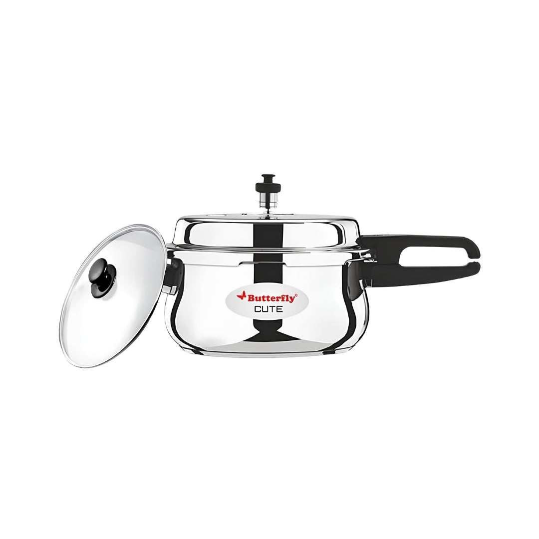 Butterfly Cute SS Pressure Cooker with Glass Lid 3 L_Front View