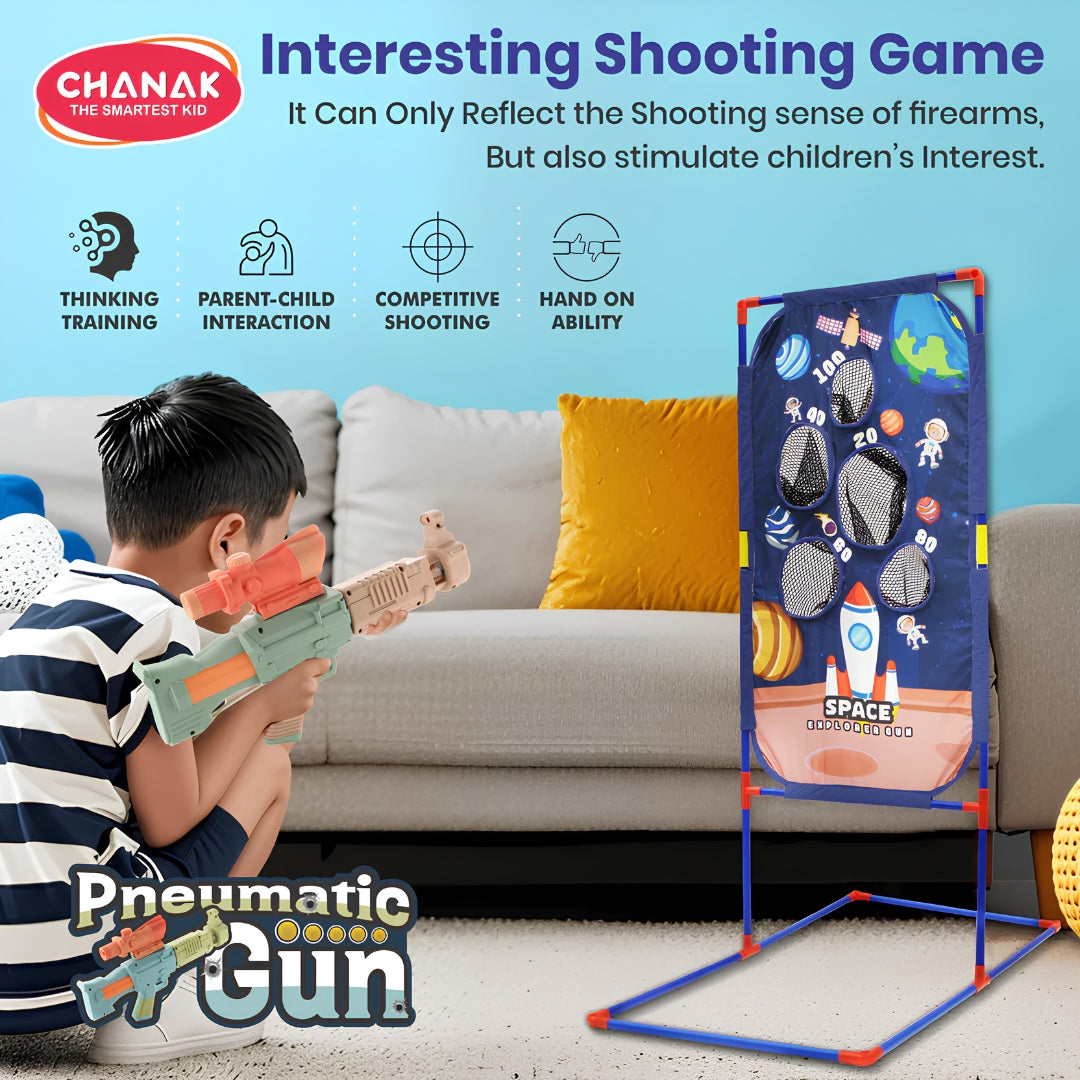 Chanak Space Explorer Air Gun 2 Blasters and Scoring Net Set - Brown and Green_9