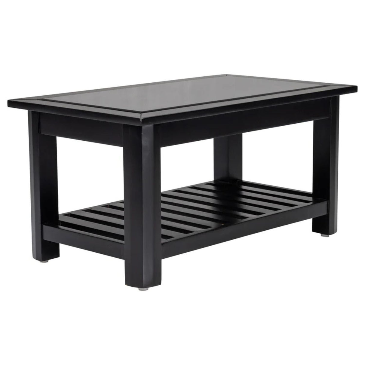 Chicago Pro Wooden Glass Top Coffee Table - Dark Walnut Finish_1