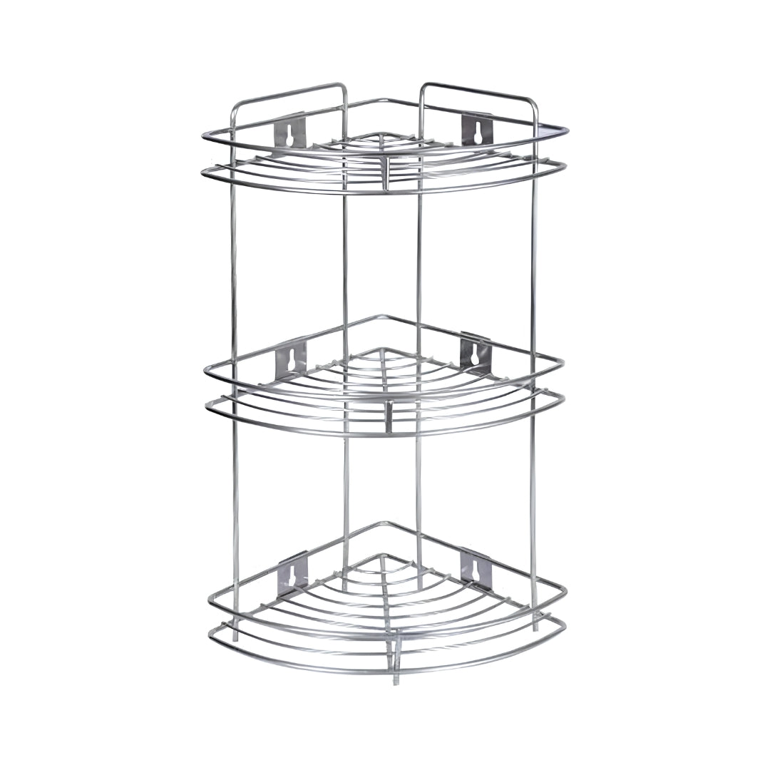 Coconut C24-SS-Y16 Triangle Corner SS Storage Stand 3 Step Small_Front View