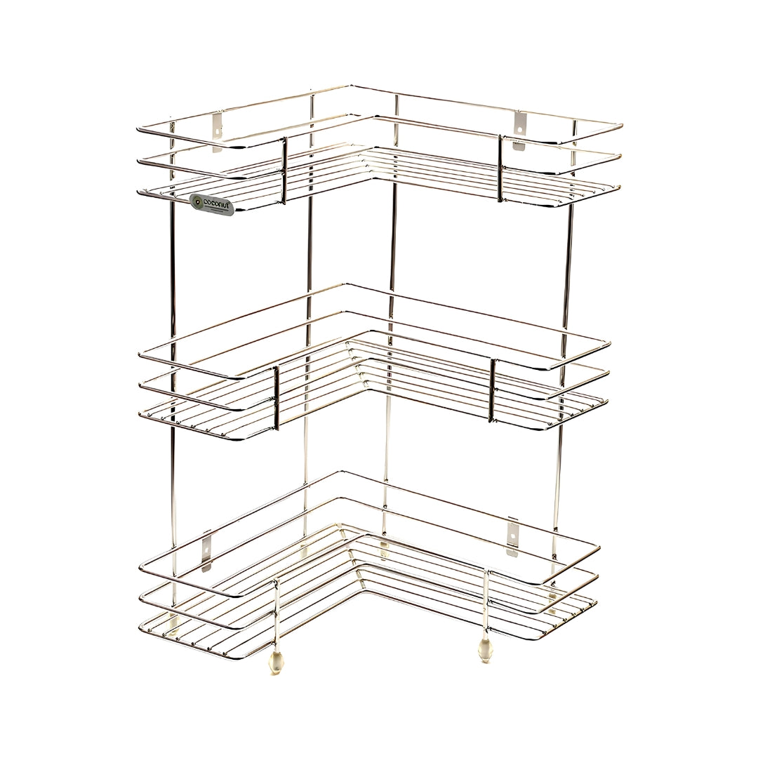 Coconut C24-SS-Y18 L Corner SS Storage Stand 3 Step Small_Front View