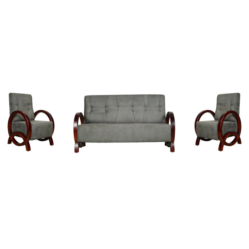 Dakota Wooden Sofa Set (3+1+1-Seater) - Light Walnut Finish