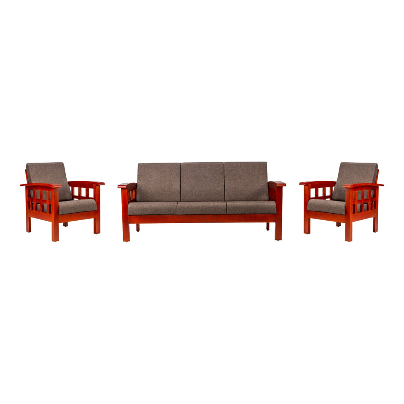 Dallas Pro Classic Wooden Sofa Set (3+1+1 Seater) - Honey Finish