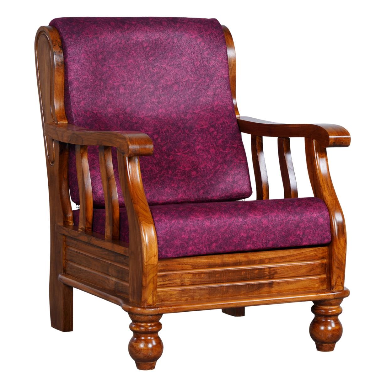 Denver Luxe Wooden Sofa Set (3+1+1-Seater) - Natural Finish