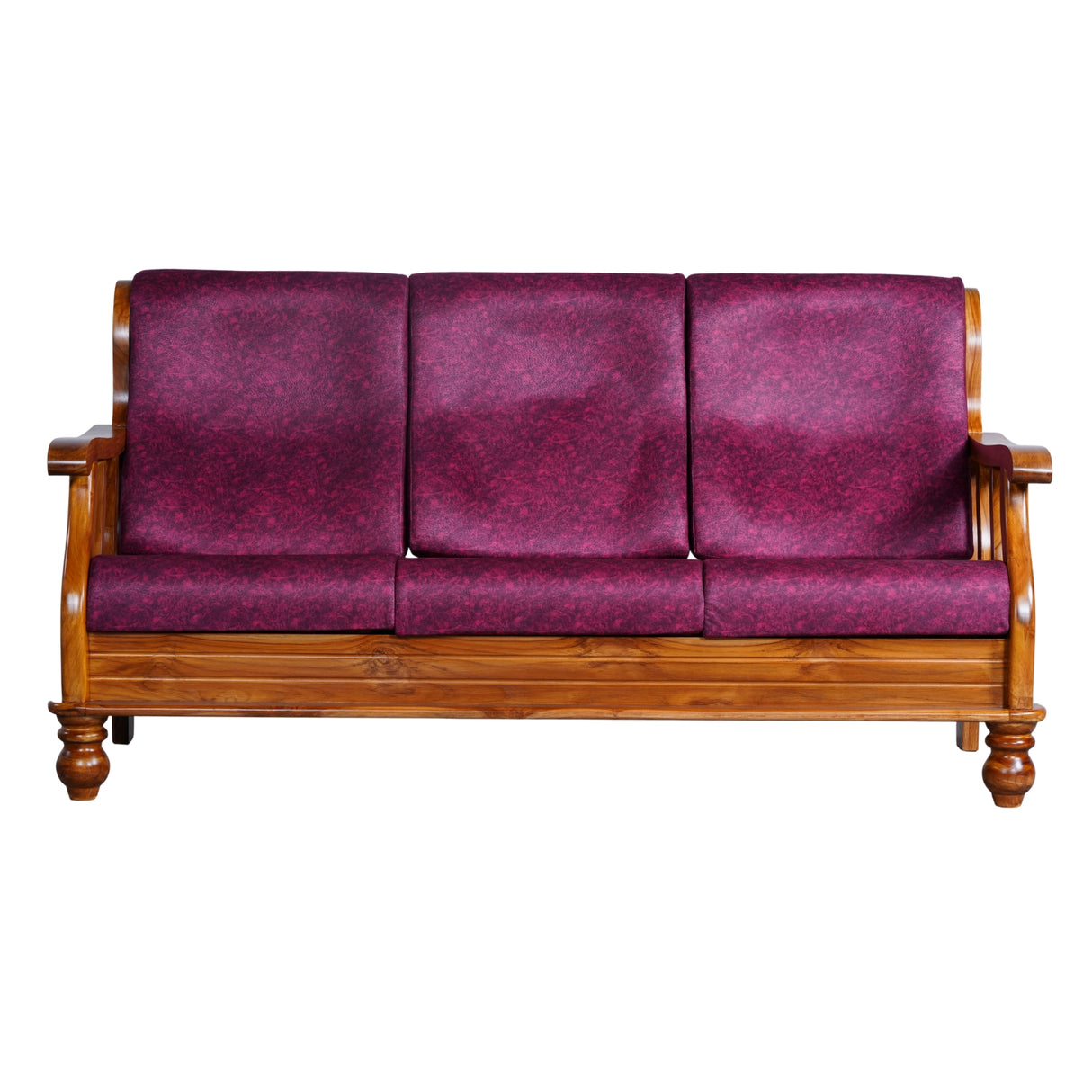 Denver Luxe Wooden Sofa Set (3+1+1-Seater) - Natural Finish