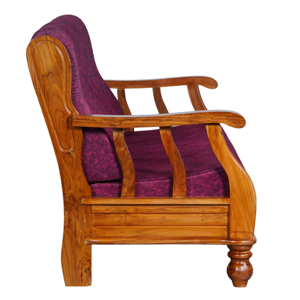Denver Luxe Wooden Sofa Set (3+1+1-Seater) - Natural Finish