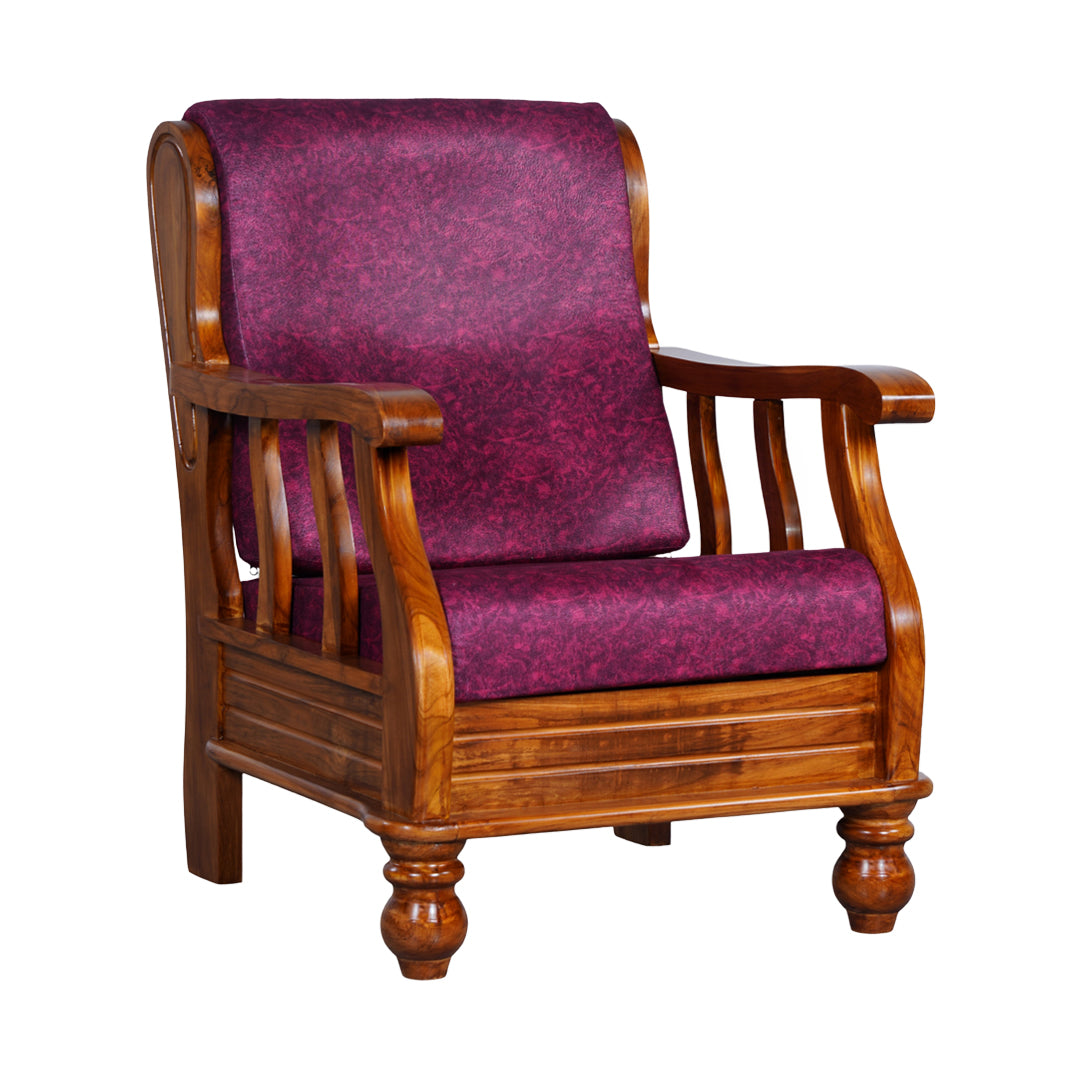 Denver Luxe Wooden Sofa Set (3+1+1-Seater) - Natural Finish_3