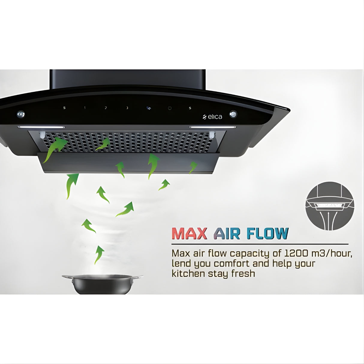 Elica FL 900 SLIM HAC MS NERO Filterless Auto Clean Chimney – Black_2