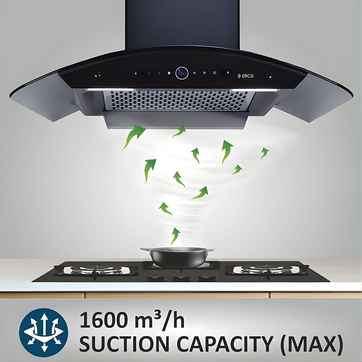 Elica PRO PLUS FL BLDC 90 cm Wall‑Mounted Chimney – Black_4