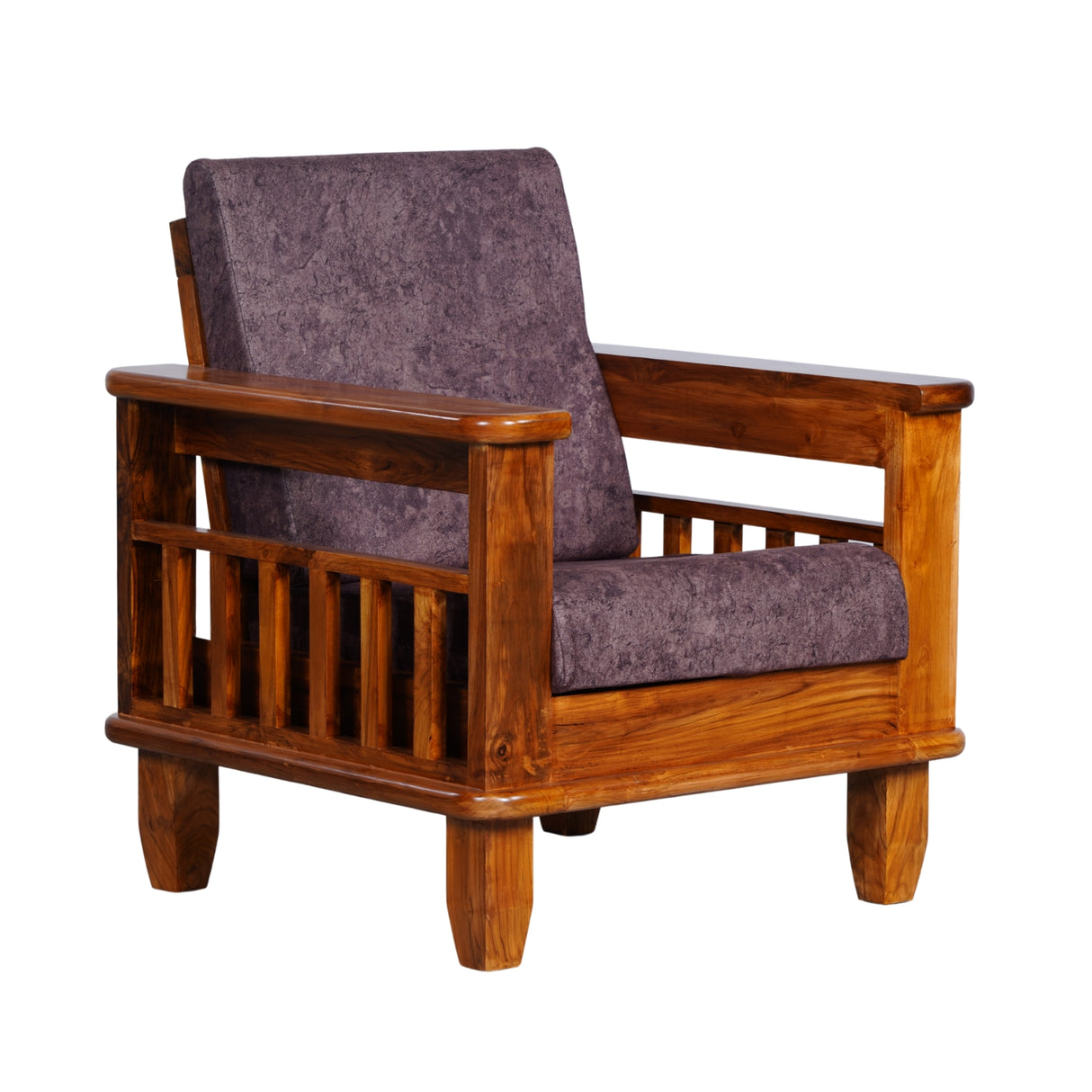 Emerald Wooden Sofa (3+1+1-Seater) - Natural Finish